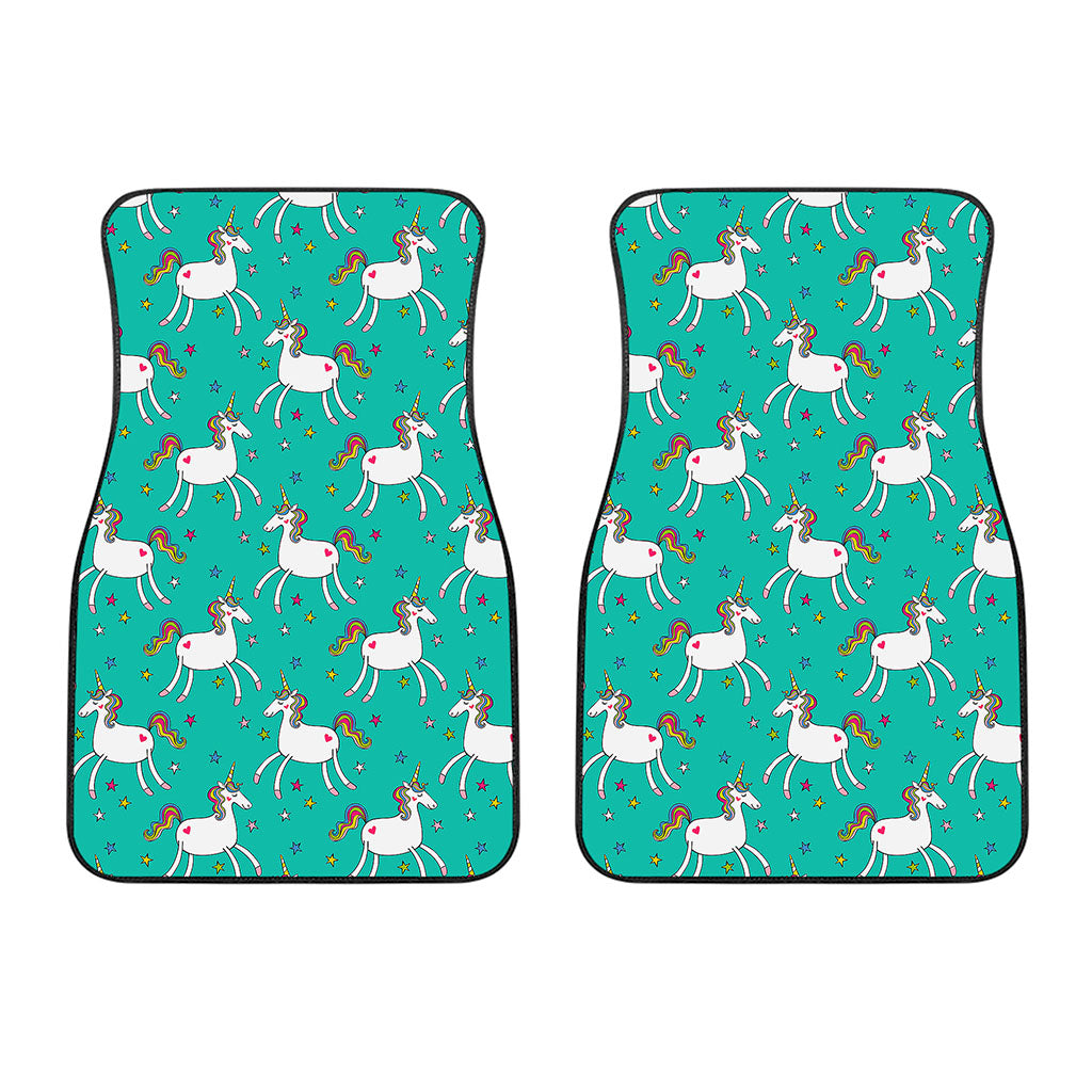 Doodle Unicorn Pattern Print Front Car Floor Mats