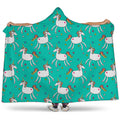 Doodle Unicorn Pattern Print Hooded Blanket