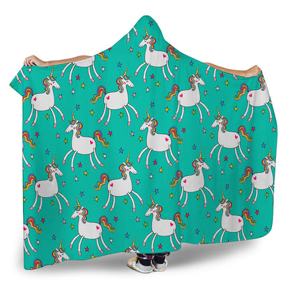 Doodle Unicorn Pattern Print Hooded Blanket