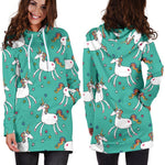 Doodle Unicorn Pattern Print Hoodie Dress GearFrost