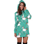 Doodle Unicorn Pattern Print Hoodie Dress GearFrost