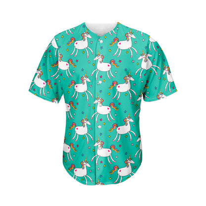 Doodle Unicorn Pattern Print Men's Baseball Jersey