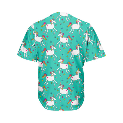 Doodle Unicorn Pattern Print Men's Baseball Jersey