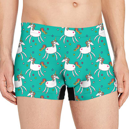 Doodle Unicorn Pattern Print Men's Boxer Briefs