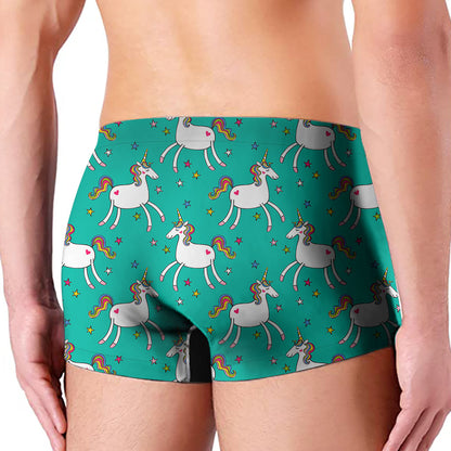Doodle Unicorn Pattern Print Men's Boxer Briefs