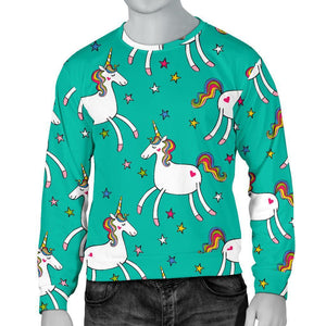 Doodle Unicorn Pattern Print Men's Crewneck Sweatshirt GearFrost