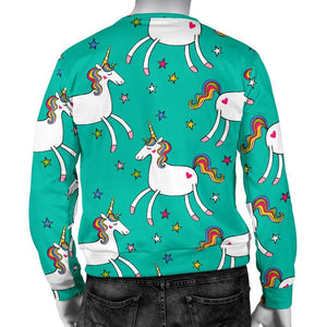 Doodle Unicorn Pattern Print Men's Crewneck Sweatshirt GearFrost