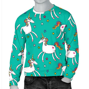 Doodle Unicorn Pattern Print Men's Crewneck Sweatshirt GearFrost