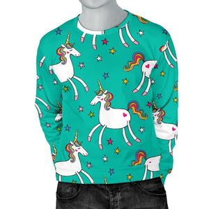 Doodle Unicorn Pattern Print Men's Crewneck Sweatshirt GearFrost