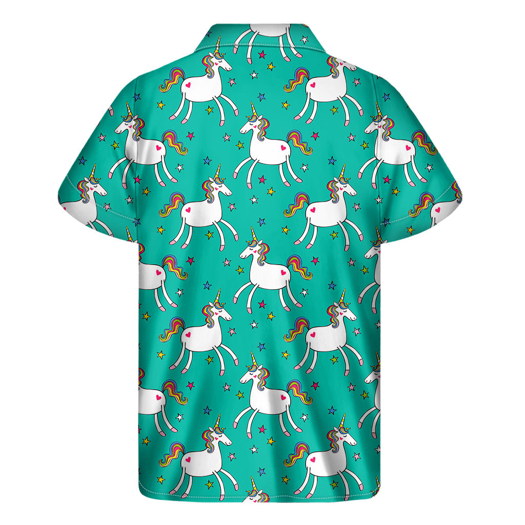 Doodle Unicorn Pattern Print Men's Short Sleeve Shirt