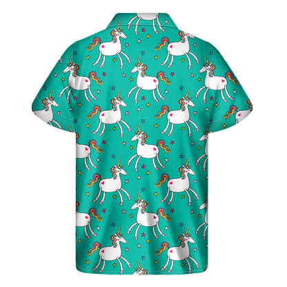 Doodle Unicorn Pattern Print Men's Short Sleeve Shirt