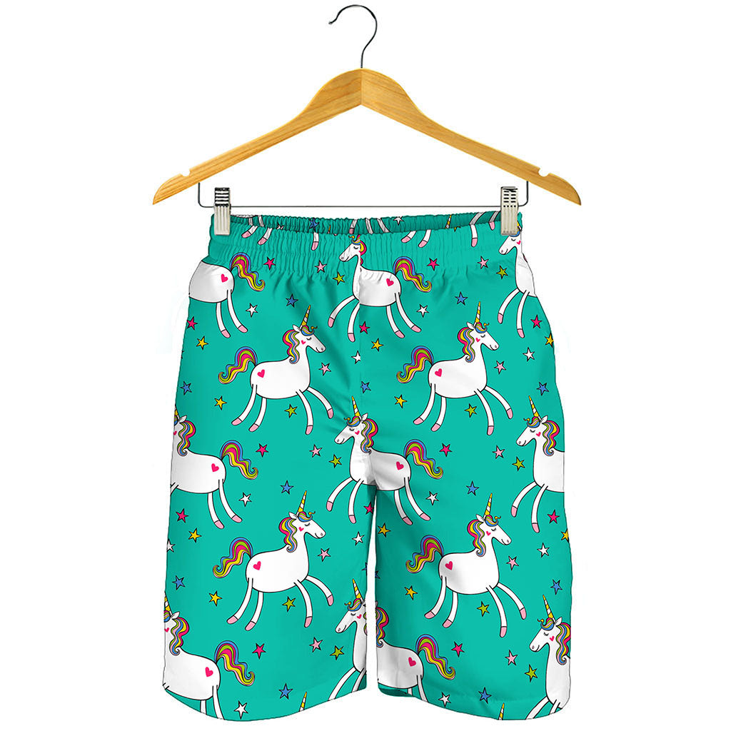 Doodle Unicorn Pattern Print Men's Shorts