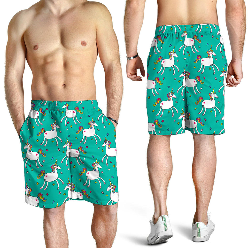Doodle Unicorn Pattern Print Men's Shorts