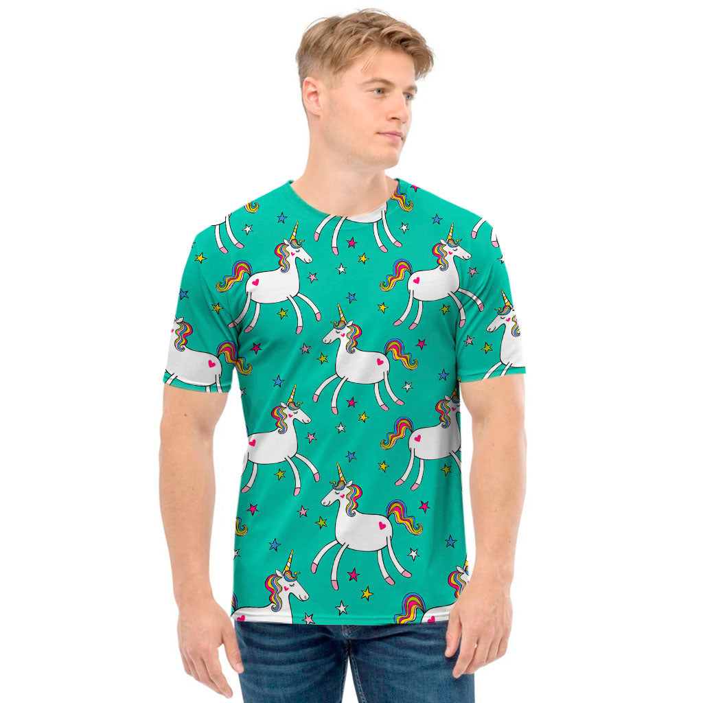 Doodle Unicorn Pattern Print Men's T-Shirt