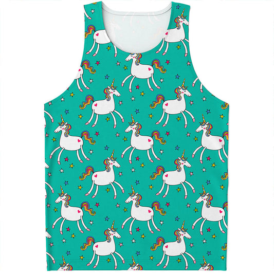 Doodle Unicorn Pattern Print Men's Tank Top