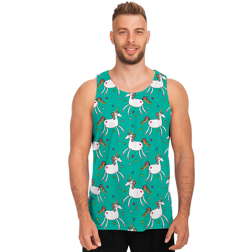 Doodle Unicorn Pattern Print Men's Tank Top