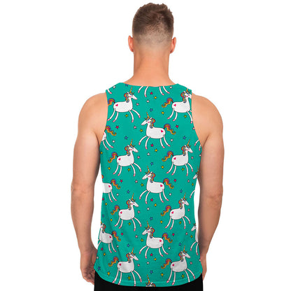 Doodle Unicorn Pattern Print Men's Tank Top