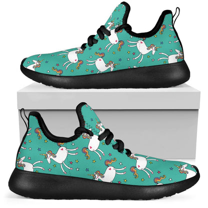 Doodle Unicorn Pattern Print Mesh Knit Shoes GearFrost