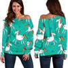 Doodle Unicorn Pattern Print Off Shoulder Sweatshirt GearFrost