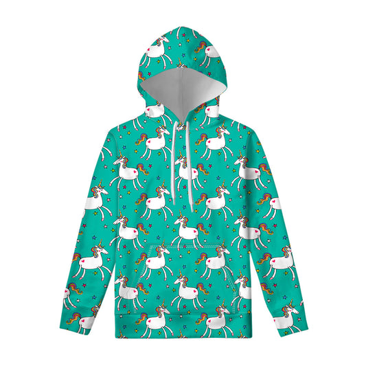 Doodle Unicorn Pattern Print Pullover Hoodie