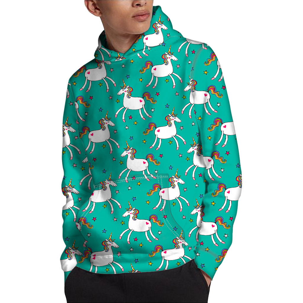 Doodle Unicorn Pattern Print Pullover Hoodie