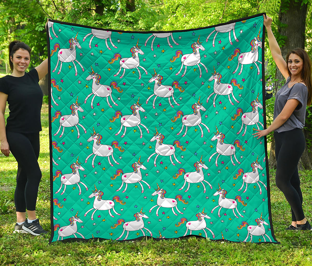 Doodle Unicorn Pattern Print Quilt