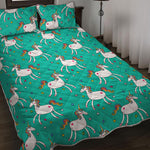 Doodle Unicorn Pattern Print Quilt Bed Set