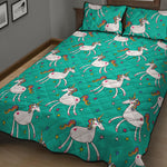 Doodle Unicorn Pattern Print Quilt Bed Set