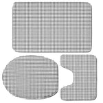 Doodle Windowpane Pattern Print 3 Piece Bath Mat Set