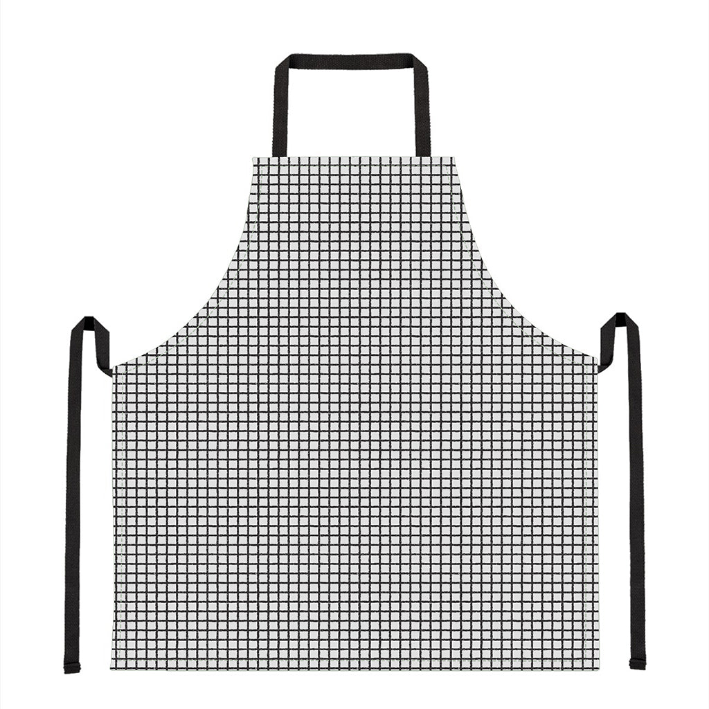 Doodle Windowpane Pattern Print Apron