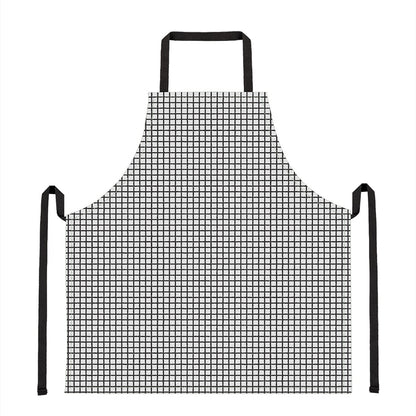 Doodle Windowpane Pattern Print Apron