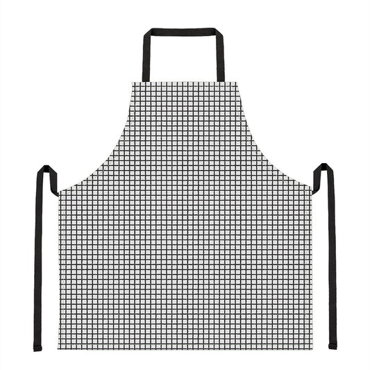Doodle Windowpane Pattern Print Apron