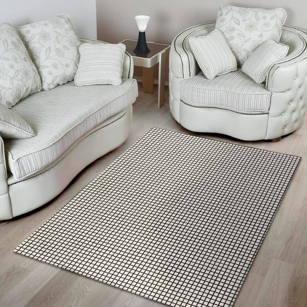 Doodle Windowpane Pattern Print Area Rug