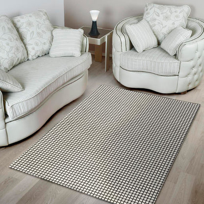 Doodle Windowpane Pattern Print Area Rug