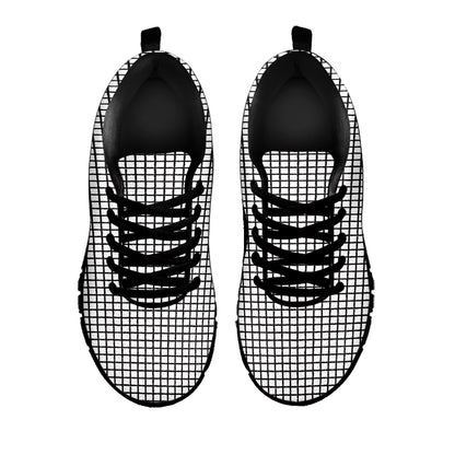 Doodle Windowpane Pattern Print Black Sneakers