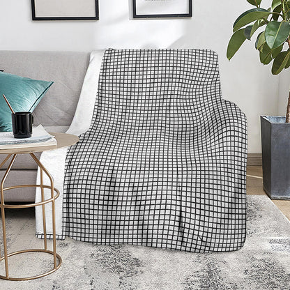 Doodle Windowpane Pattern Print Blanket