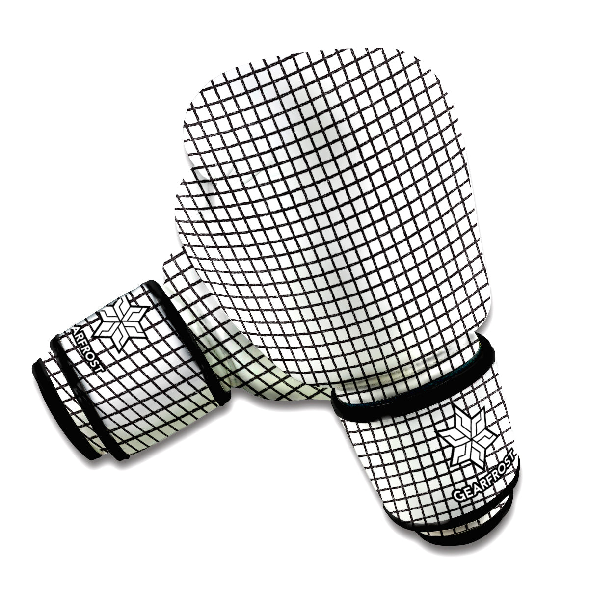 Doodle Windowpane Pattern Print Boxing Gloves