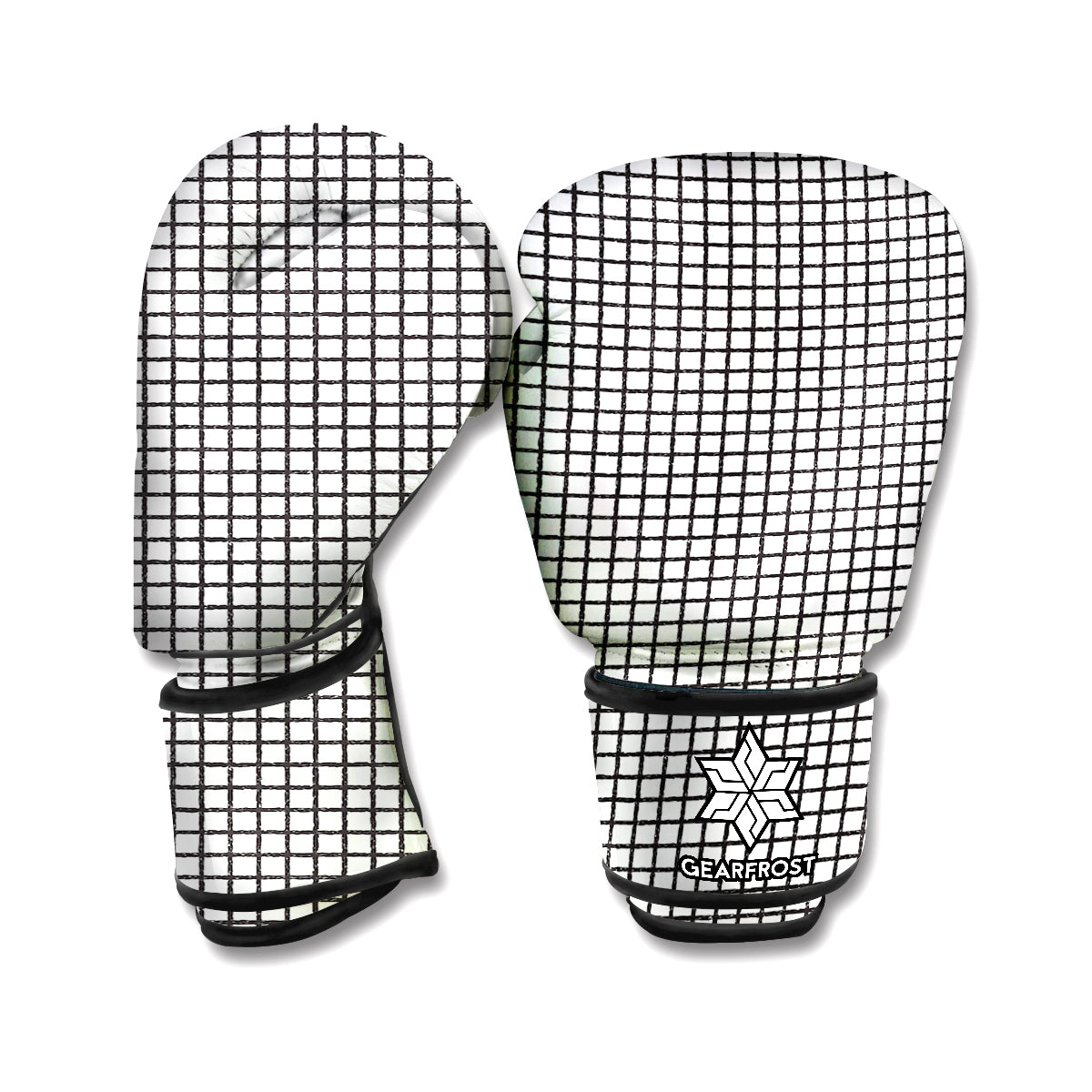 Doodle Windowpane Pattern Print Boxing Gloves