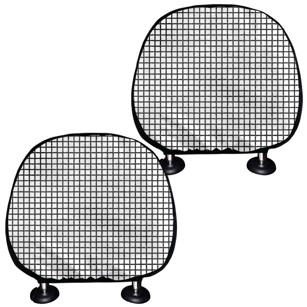 Doodle Windowpane Pattern Print Car Headrest Covers