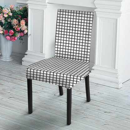 Doodle Windowpane Pattern Print Dining Chair Slipcover