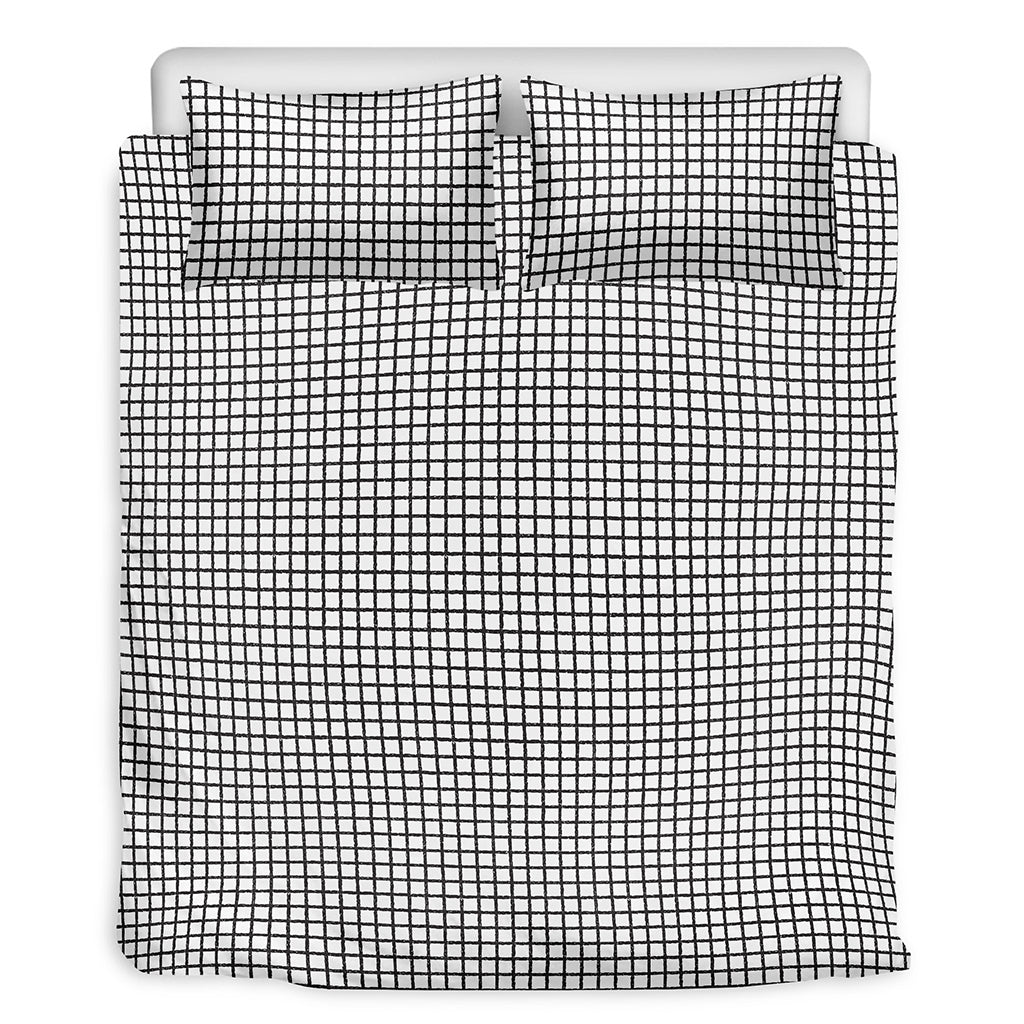 Doodle Windowpane Pattern Print Duvet Cover Bedding Set