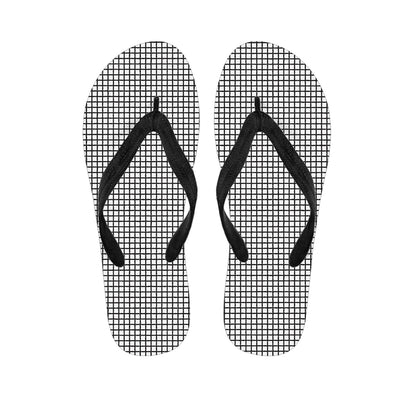 Doodle Windowpane Pattern Print Flip Flops