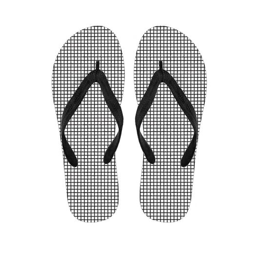 Doodle Windowpane Pattern Print Flip Flops