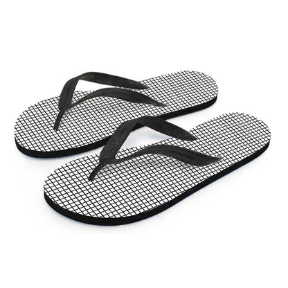 Doodle Windowpane Pattern Print Flip Flops
