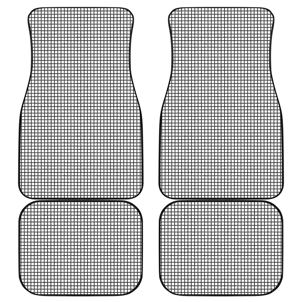 Doodle Windowpane Pattern Print Front and Back Car Floor Mats