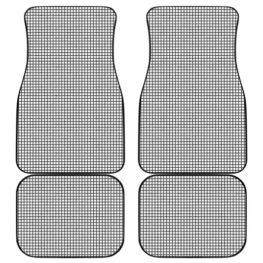 Doodle Windowpane Pattern Print Front and Back Car Floor Mats