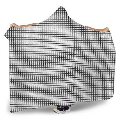 Doodle Windowpane Pattern Print Hooded Blanket