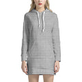 Doodle Windowpane Pattern Print Pullover Hoodie Dress