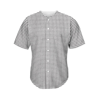 Doodle Windowpane Pattern Print Men's Baseball Jersey