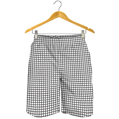 Doodle Windowpane Pattern Print Men's Shorts